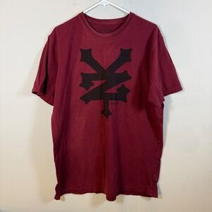 Zoo York T Shirt Burgundy Graphic Print Short Sleeve Mens Size XL